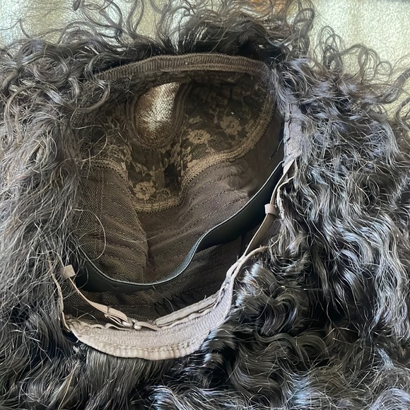 💕 12” HUMAN HAIR SHORT Curly Wig With Bangs FULL CAP WITH BAND & lace top *NEW* - Picture 15 of 17